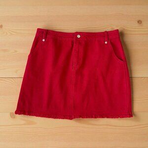 THE IMPECCABLE PIG Red Denim Skirt Size Large